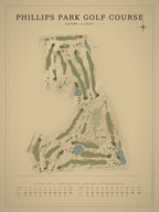 Phillips Park Golf Course map poster, Vintage style, 12×16 / 18×24