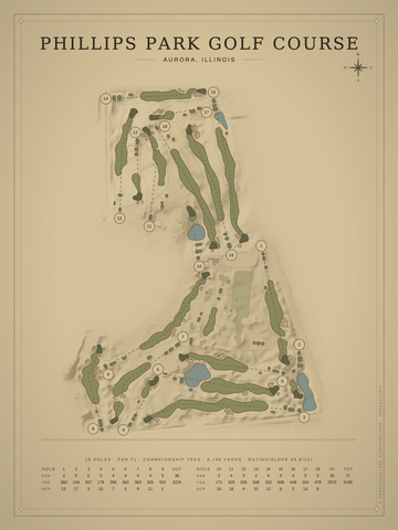 Phillips Park Golf Course Map poster