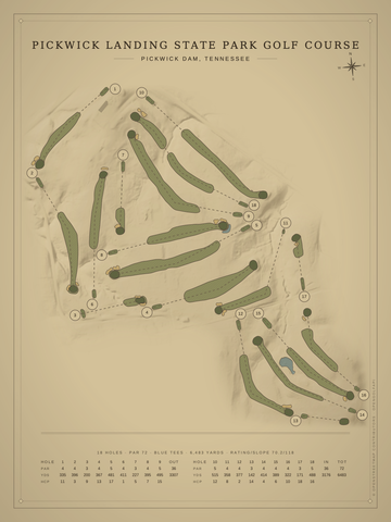 Pickwick Landing State Park Golf Course Map poster