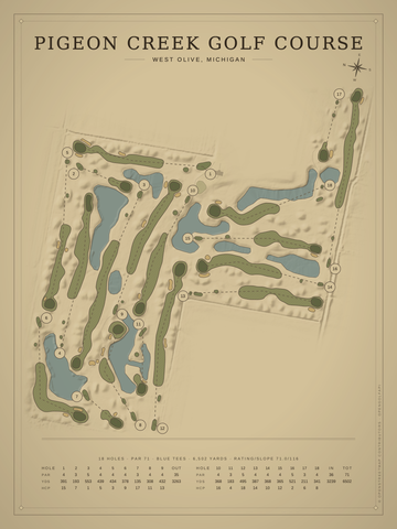 Pigeon Creek Golf Course Map poster
