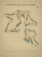 Pilgrim's Run Golf Course map poster, Vintage style, 12×16 / 18×24