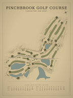 Pinchbrook Golf Course map poster, Vintage style, 12×16 / 18×24