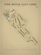 Pine Brook Golf Links course map poster, Vintage style, 12×16 / 18×24