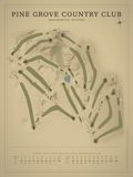 Pine Grove Country Club course map poster, Vintage style, 12×16 / 18×24