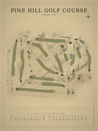 Pine Hill Golf Course map poster, Vintage style, 12×16 / 18×24