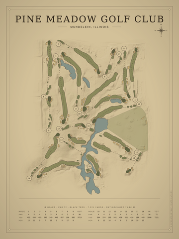 Pine Meadow Golf Club Course Map poster