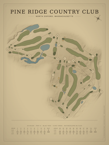 Pine Ridge Country Club Course Map poster