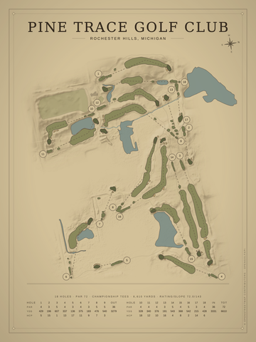 Pine Trace Golf Club Course Map poster