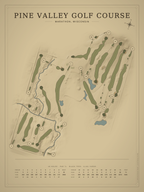 Pine Valley Golf Course map poster, Vintage style, 12×16 / 18×24