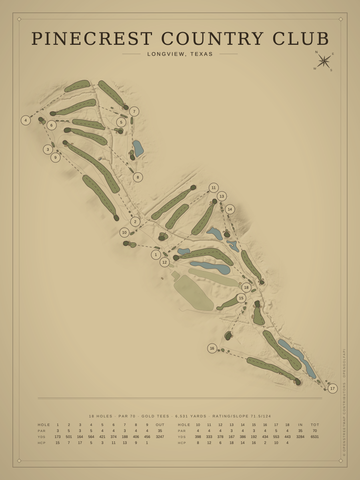 Pinecrest Country Club Course Map poster