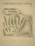 Pinecroft Golf Course map poster, Vintage style, 12×16 / 18×24