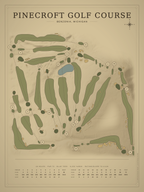 Pinecroft Golf Course map poster, Vintage style, 12×16 / 18×24