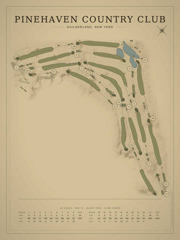 Pinehaven Country Club Course Map poster