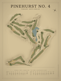 Pinehurst No. 4 course map poster, Vintage style, 12×16 / 18×24