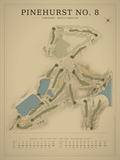 Pinehurst No. 8 course map poster, Vintage style, 12×16 / 18×24