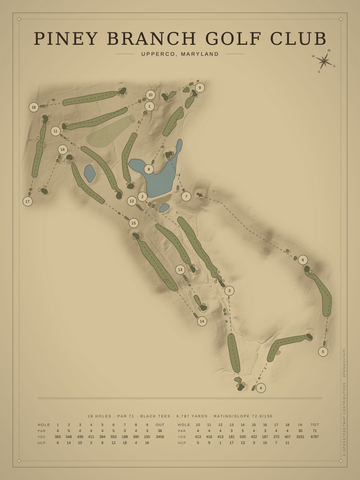 Piney Branch Golf Club Course Map poster