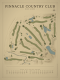Pinnacle Country Club course map poster, Vintage style, 12×16 / 18×24
