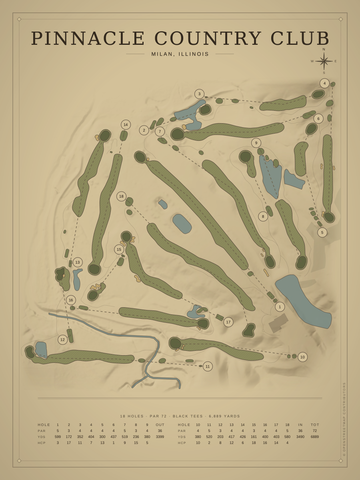 Pinnacle Country Club Course Map poster