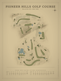 Pioneer Hills Golf Course map poster, Vintage style, 12×16 / 18×24