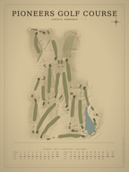 Pioneers Golf Course map poster, Vintage style, 12×16 / 18×24