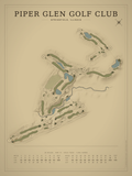 Piper Glen Golf Club course map poster, Vintage style, 12×16 / 18×24