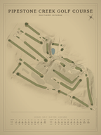 Pipestone Creek Golf Course map poster, Vintage style, 12×16 / 18×24
