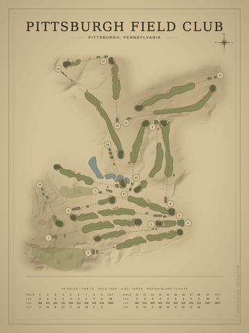 Pittsburgh Field Club Course Map poster