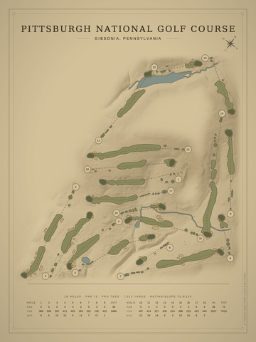 Pittsburgh National Golf Course Map poster