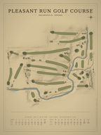 Pleasant Run Golf Course map poster, Vintage style, 12×16 / 18×24