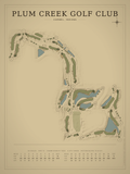 Plum Creek Golf Club (Carmel) course map poster, Vintage style, 12×16 / 18×24