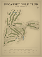 Pocasset Golf Club course map poster, Vintage style, 12×16 / 18×24