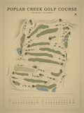 Poplar Creek Golf Course map poster, Vintage style, 12×16 / 18×24
