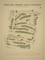 Poplar Creek Golf Course map poster, Vintage style, 12×16 / 18×24
