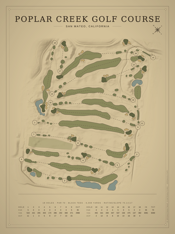 Poplar Creek Golf Course Map poster