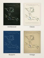 Port Royal Robber's Row Golf Course map poster in four styles: Architectural, Classic, Blueprint and Vintage