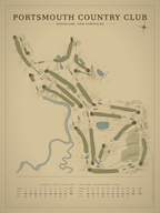 Portsmouth Country Club course map poster, Vintage style, 12×16 / 18×24