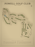 Powell Golf Club course map poster, Vintage style, 12×16 / 18×24