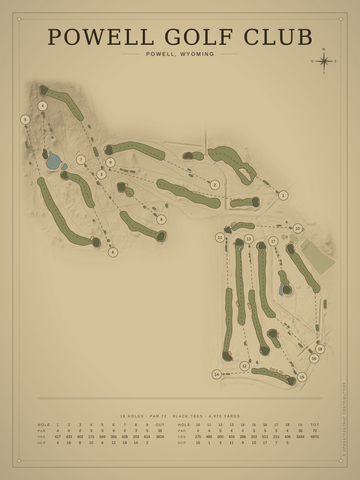 Powell Golf Club Course Map poster