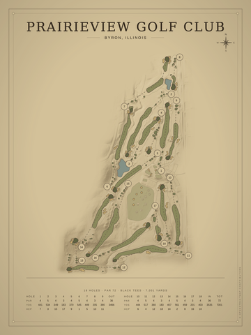 PrairieView Golf Club Course Map poster
