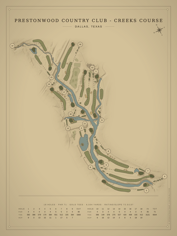 Prestonwood Country Club - Creeks Course Map poster