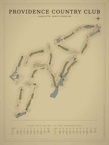 Providence Country Club Course Map poster