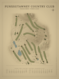 Punxsutawney Country Club course map poster, Vintage style, 12×16 / 18×24
