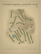 Punxsutawney Country Club course map poster, Vintage style, 12×16 / 18×24