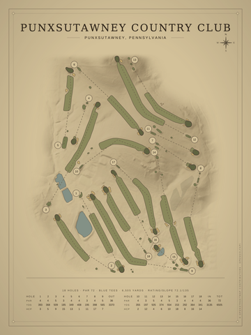 Punxsutawney Country Club Course Map poster