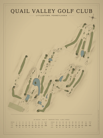 Quail Valley Golf Club (Littlestown) Course Map poster