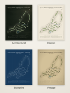 Quailwood Greens Golf Course map poster in four styles: Architectural, Classic, Blueprint and Vintage