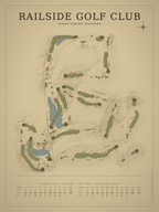 Railside Golf Club course map poster, Vintage style, 12×16 / 18×24