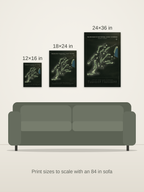 RainDance National Golf Course map poster in the Architectural style at 12×16, 18×24 and 24×36 inches, shown to scale on a wall above an 84-inch sofa