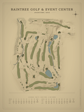 Raintree Golf & Event Center Course Map poster