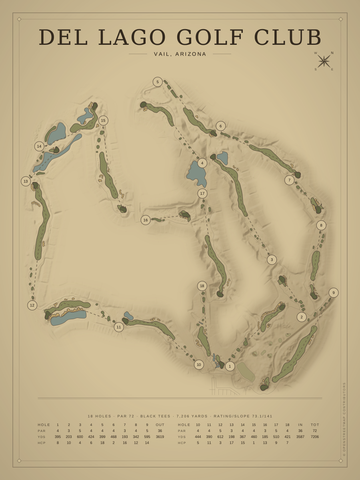 Del Lago Golf Club Course Map poster